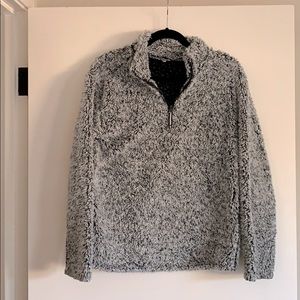 Gray sherpa half zip sweatshirt